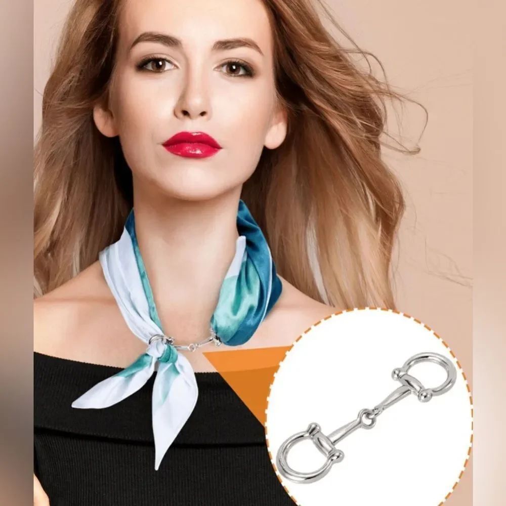 1-pc Silver Designer-Style Horse-bit Buckle Scarf Ring